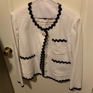 J Crew size 10 white w/ navy trim jacket.